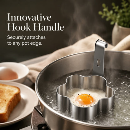 🍳 OGRANICZONA OFERTA 50% TANIEJ! Forma do Jajek ze Stali Nierdzewnej 304, Wielokształtna Nieprzywierająca Foremka do Jajek Sadzonych na Śniadanie