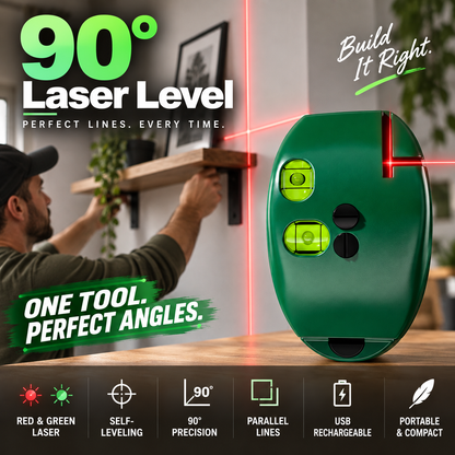 🥳Hit sprzedaży 2026🥳💞Ponad 50 tys. sprzedanych sztuk! 📐🔧 50% taniej! Laserowa poziomica kątowa 90° – wyznaczanie linii laserem, idealna do układania płytek i majsterkowania. Precyzyjna, trwała i poręczna! 🛡️💪