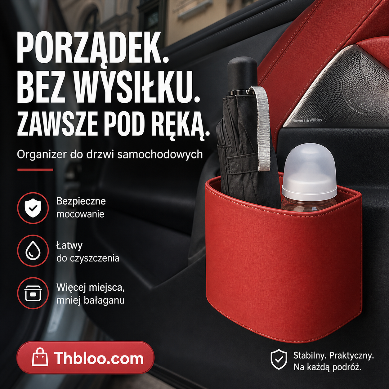 🥳WYPRZEDAŻ 2026! Ponad 50 tys. sprzedanych! 🚗 50% ZNIŻKI! Skórzany uchwyt na napoje do drzwi auta – szeroki otwór, łatwy dostęp do napojów i telefonu. Bezpieczne mocowanie na zatrzask. Wykonany z trwałej i stylowej skóry PU. 🛡️✨