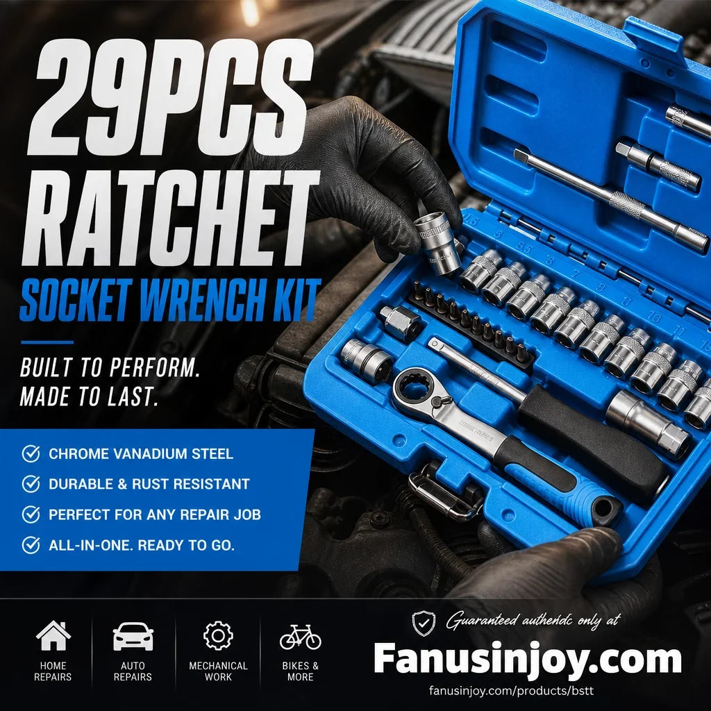 🔧 29-częściowy zestaw kluczy nasadowych – 50% ZNIŻKI! OFERTA LIMITOWANA!💪✨Z grzechotką, różne rozmiary, wykonany z wytrzymałej stali – idealny do napraw samochodowych, majsterkowania i warsztatu. 🛠️