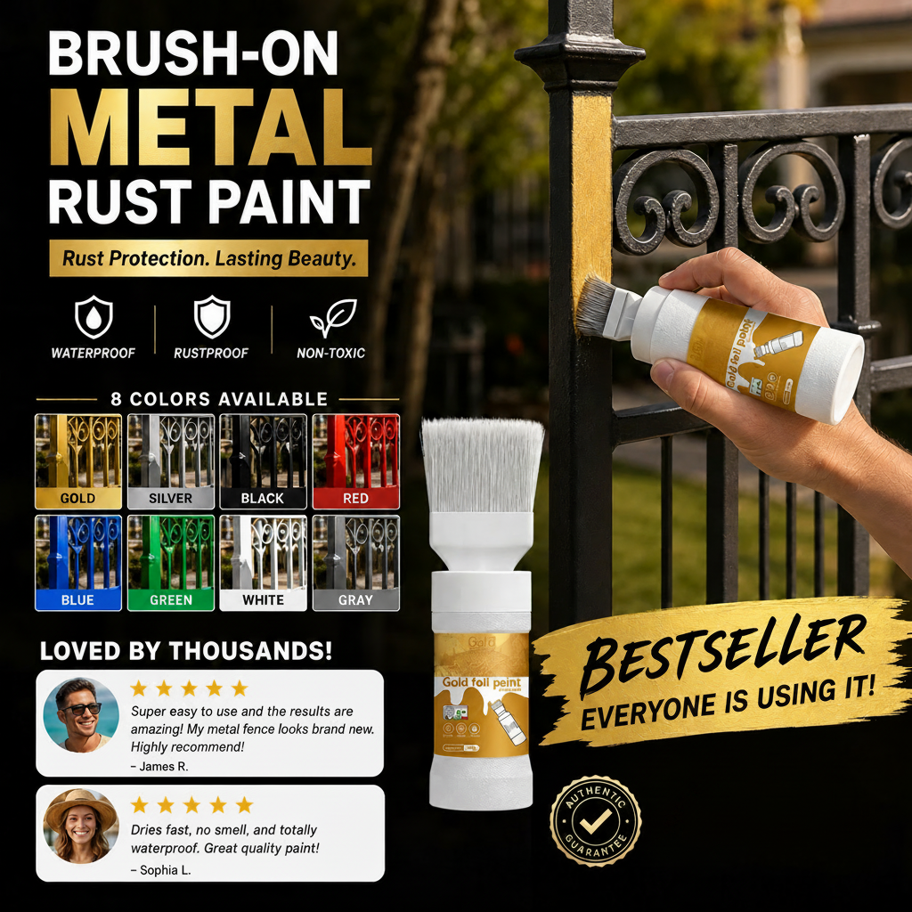✨Nowość✨🖌️🏠Srebrna farba metaliczna na bazie wody z wbudowanym pędzelkiem💥👍