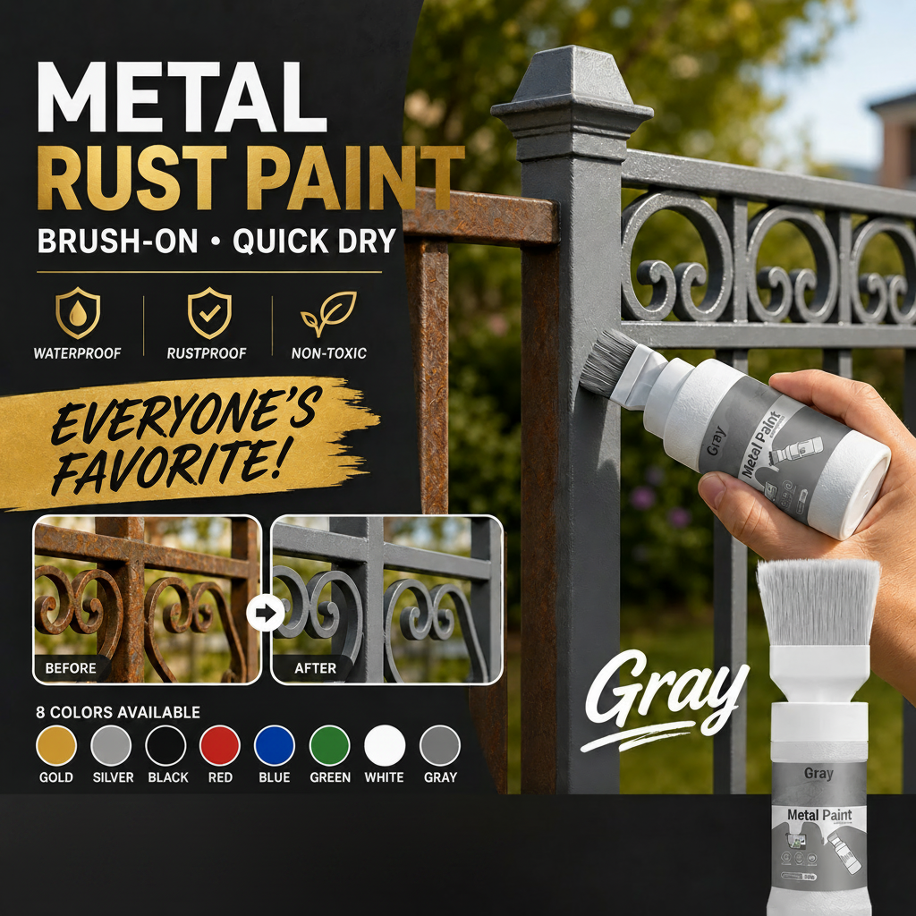 ✨Nowość✨🖌️🏠Srebrna farba metaliczna na bazie wody z wbudowanym pędzelkiem💥👍