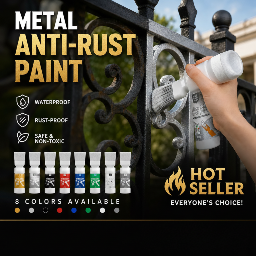 ✨Nowość✨🖌️🏠Srebrna farba metaliczna na bazie wody z wbudowanym pędzelkiem💥👍