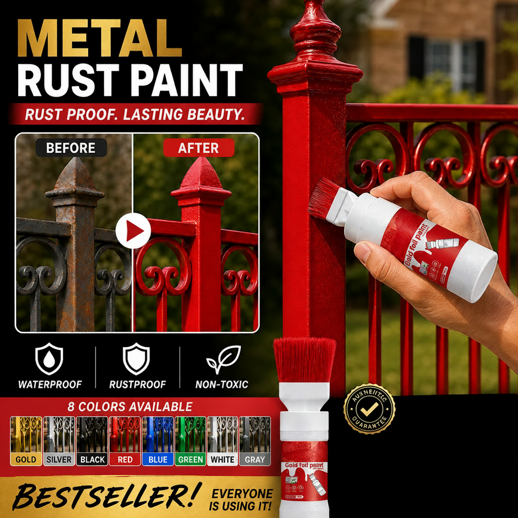 ✨Nowość✨🖌️🏠Srebrna farba metaliczna na bazie wody z wbudowanym pędzelkiem💥👍