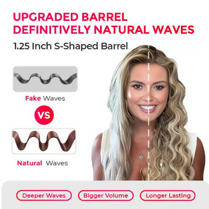 Lokówka do fal (typu French Wave), szybkie nagrzewanie i regulacja temperatury, przewód o długości 1,6 m, odpowiednia do każdego rodzaju włosów i każdej fryzury.