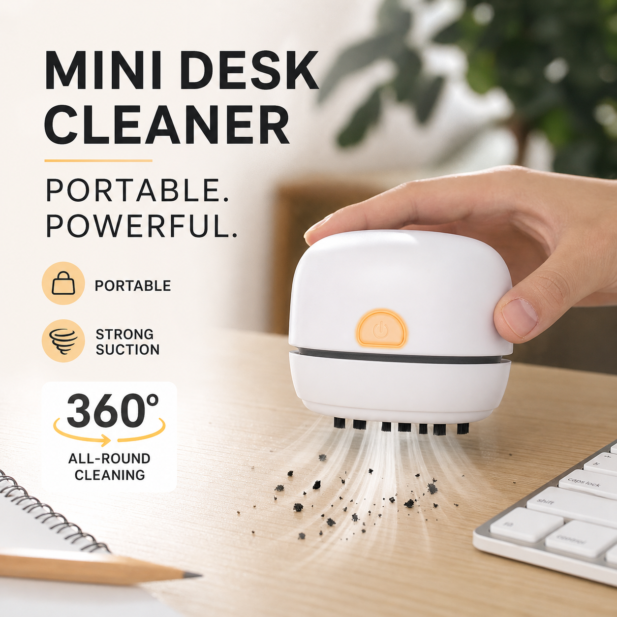 🧹✨ Przenośny mini odkurzacz biurkowy – szybkie czyszczenie klawiatury, biurka i samochodu