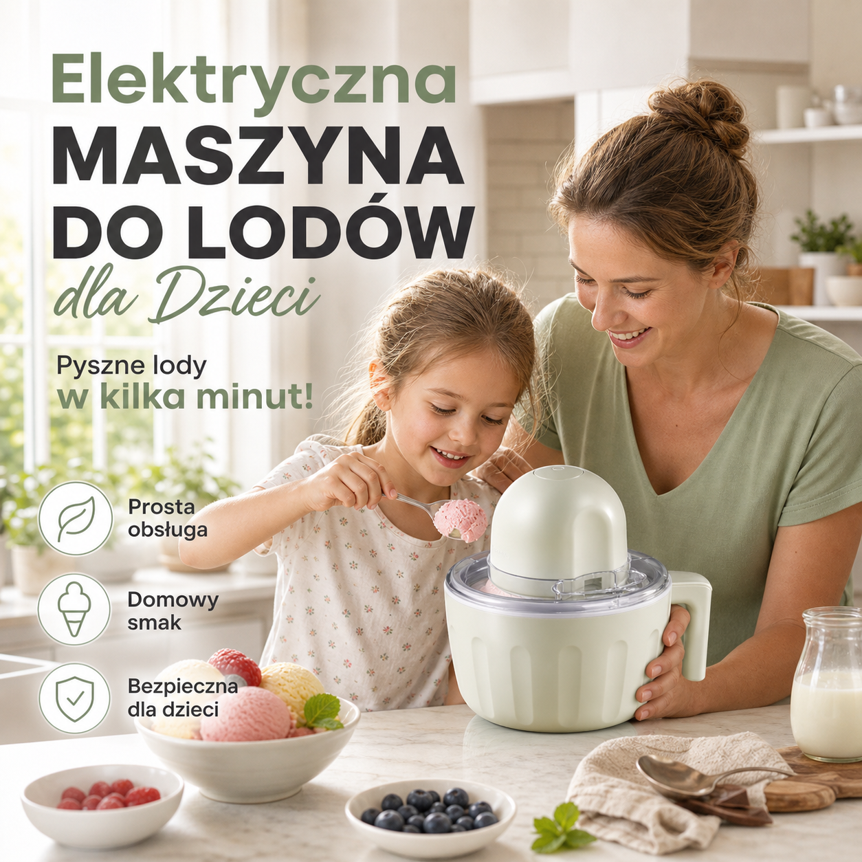 🍦 Elektryczna Maszyna do Lodów dla Dzieci 🍨 – Domowe Lody w Mig! ✨🎉