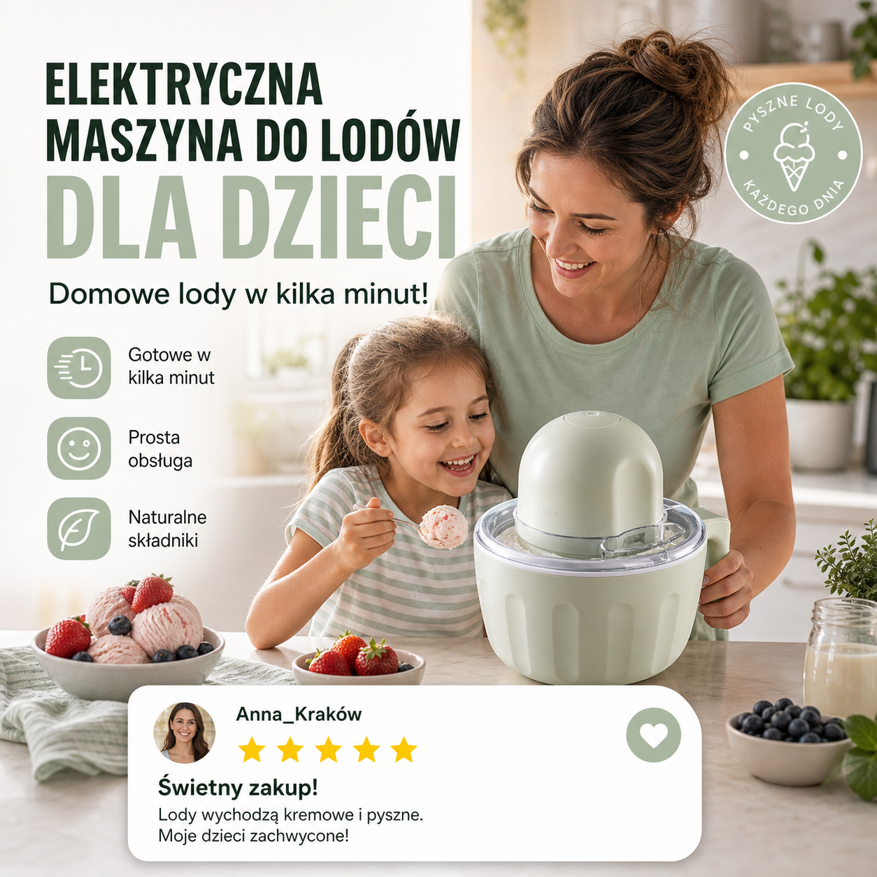 🍦 Elektryczna Maszyna do Lodów dla Dzieci 🍨 – Domowe Lody w Mig! ✨🎉