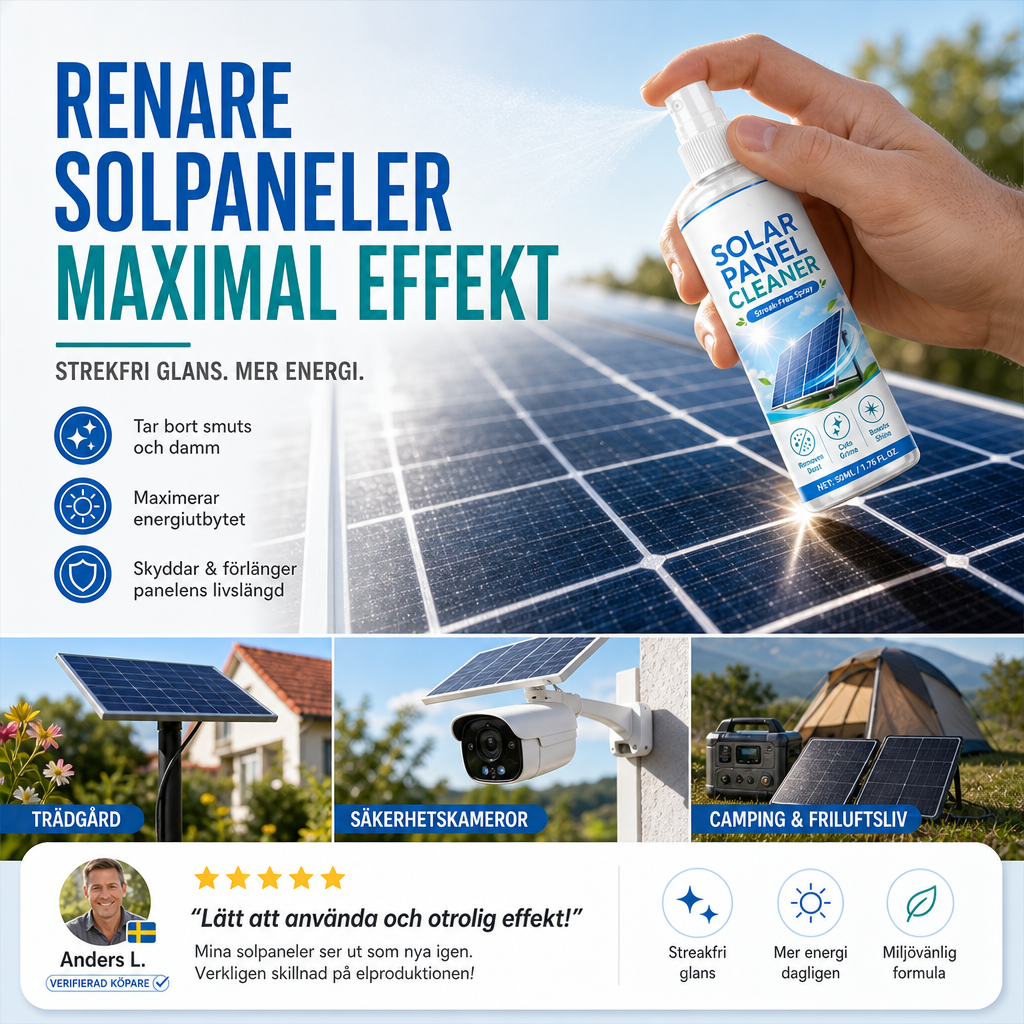 🛒 Teraz 50% taniej! ☀️ Zaawansowany spray do czyszczenia paneli słonecznych – Skutecznie usuwa zabrudzenia i zwiększa uzysk energii – Łatwy w użyciu produkt do stosowania na zewnątrz 💧