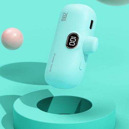 Przenośny, bezprzewodowy power bank o pojemności 5000 mAh i rozmiarze szminki