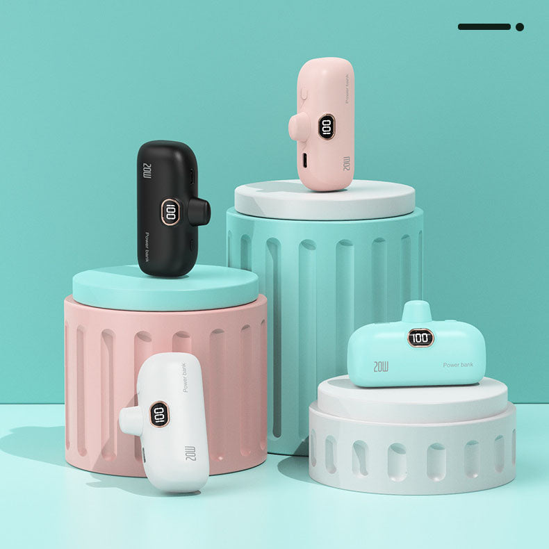 Przenośny, bezprzewodowy power bank o pojemności 5000 mAh i rozmiarze szminki