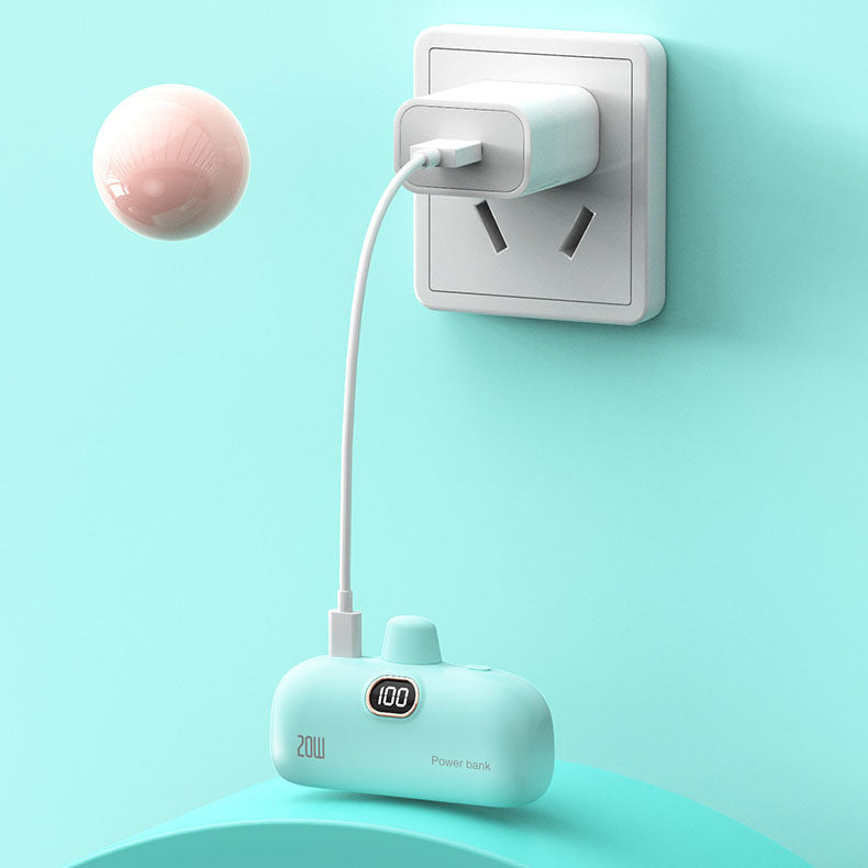 Przenośny, bezprzewodowy power bank o pojemności 5000 mAh i rozmiarze szminki