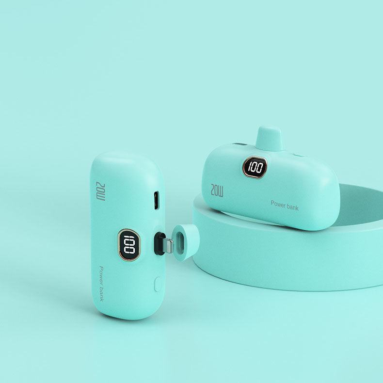 Przenośny, bezprzewodowy power bank o pojemności 5000 mAh i rozmiarze szminki