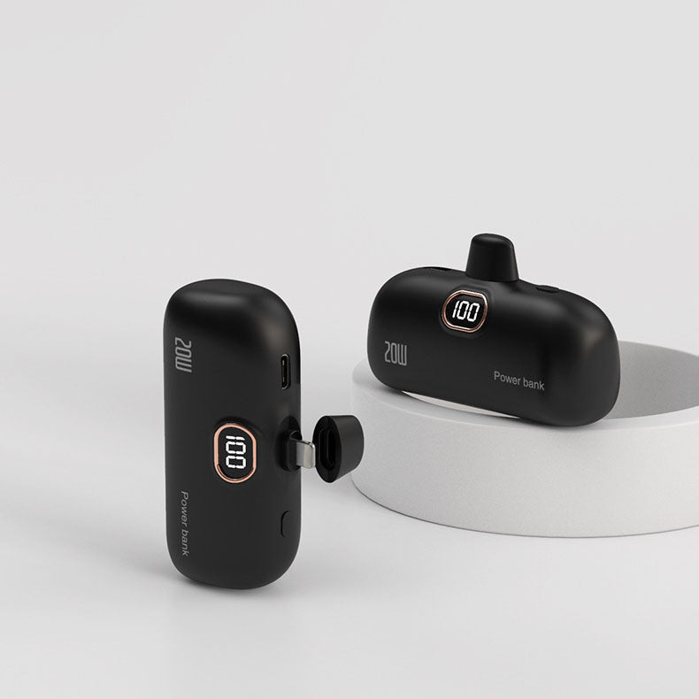 Przenośny, bezprzewodowy power bank o pojemności 5000 mAh i rozmiarze szminki