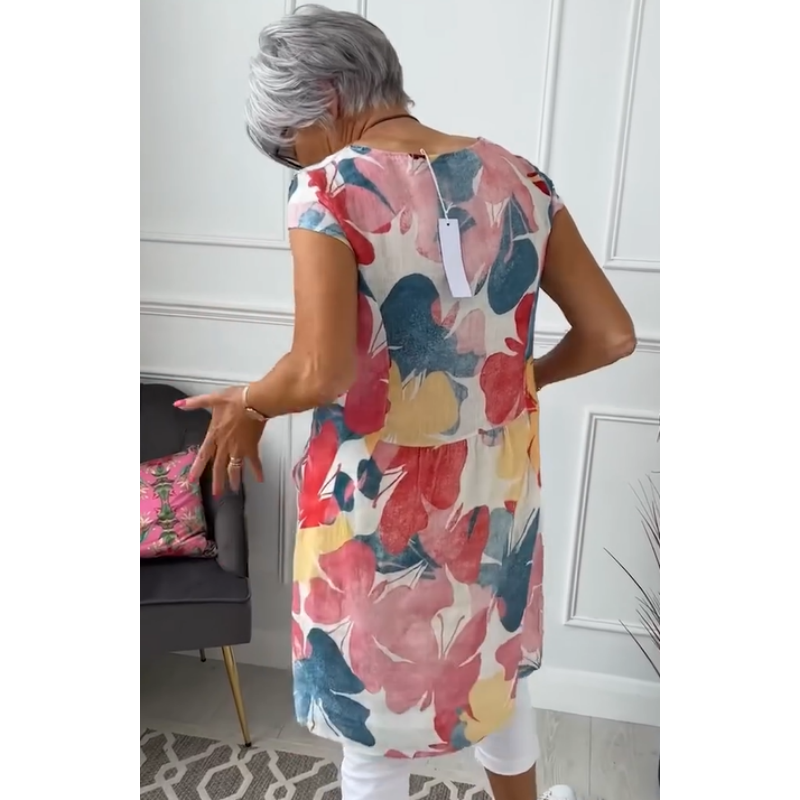 👗Luźna sukienka do kolan z wzorem w motyle