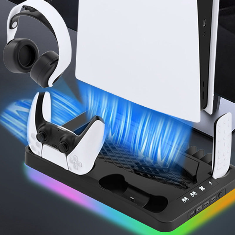 🎮 PODSTAWA CHŁODZĄCA DLA PS5 – WIELOFUNKCYJNA + RGB + ŁADOWARKA DO KONTROLERÓW! ✨