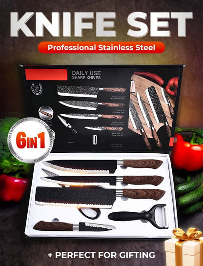 ⏳Oferta ograniczona czasowo⏰Zestaw profesjonalnych noży kuchennych niemieckiej produkcji – zestaw 6 sztuk