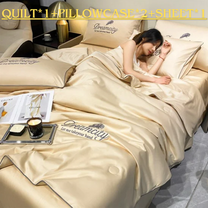 ✨ Kołdra jedwabna Summer Simplicity – zestaw 4 szt. | Lekkość jak chmurka, chłód w upały 🛏️❄️