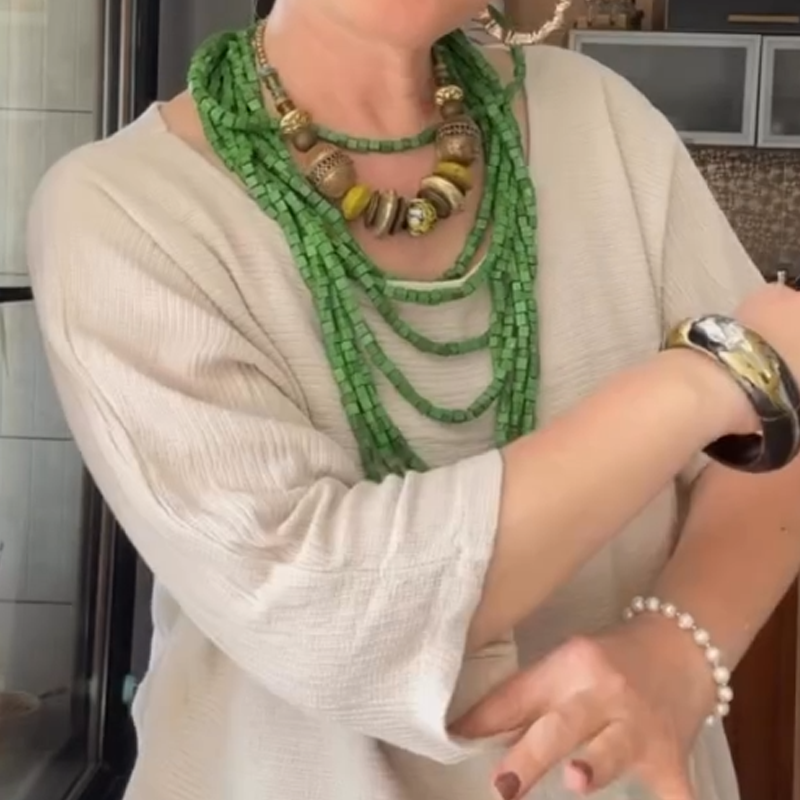 🌺Damski luźny top z okrągłym dekoltem i długa spódnica