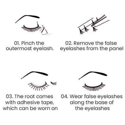 Zestaw 36 sztuk samoprzylepnych rzęs w formie kępek bez kleju