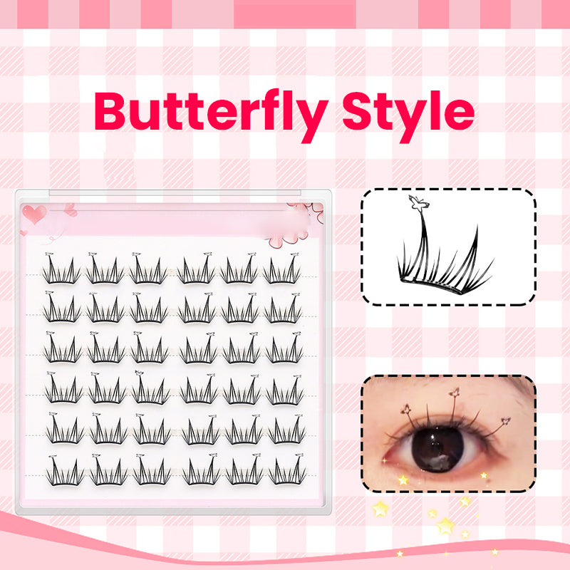 Zestaw 36 sztuk samoprzylepnych rzęs w formie kępek bez kleju