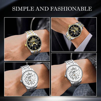 ⌚🎁Wodoodporny zegarek z rzymskim szkieletem i automatycznym mechanizmem dla mężczyzn