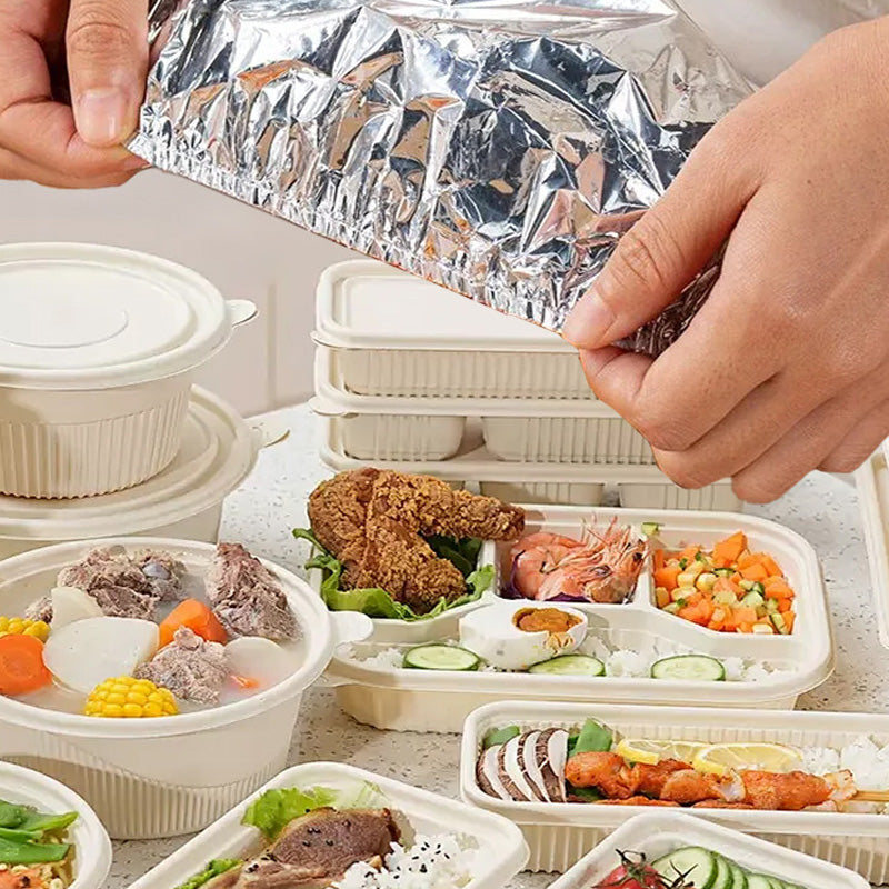🔥Kup 3 i otrzymaj 2 gratis - 🏠Pokrowiec z folii aluminiowej do stołu w domu i pojemników na żywność, zatrzymujący ciepło
