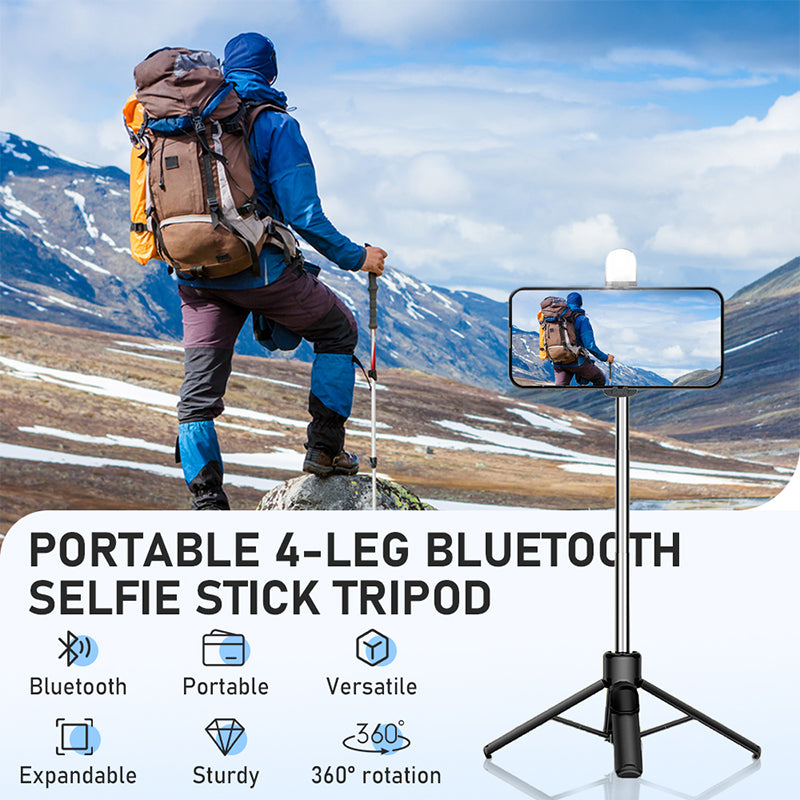 Portable 4-Leg Bluetooth Selfie Stick Tripod