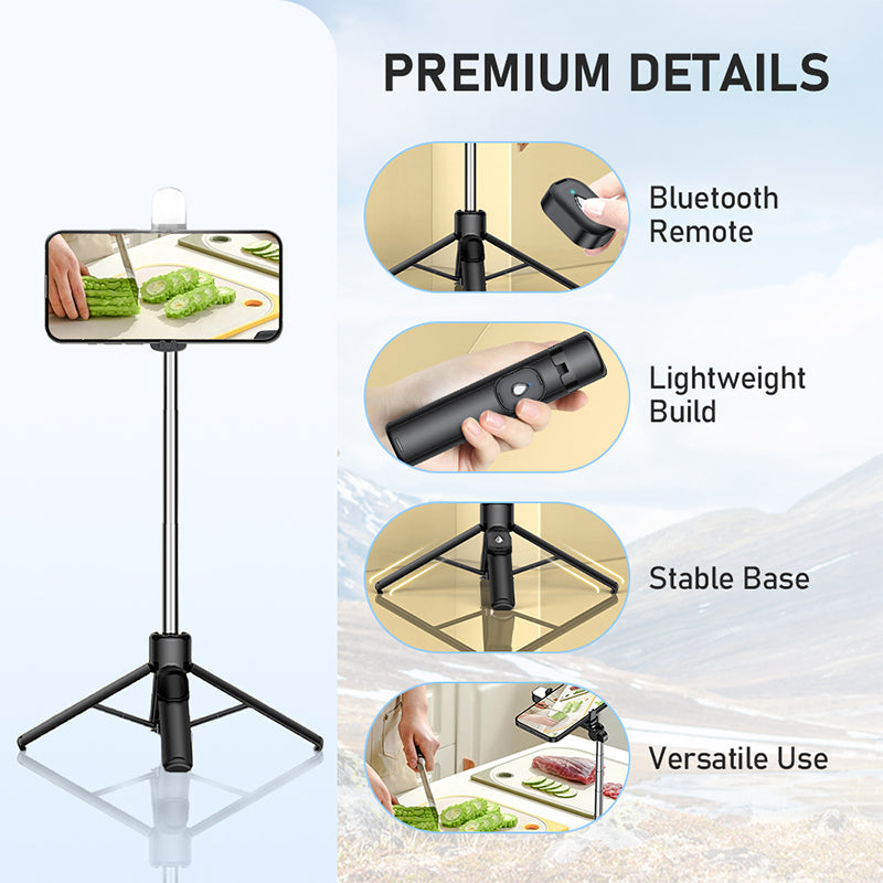 Portable 4-Leg Bluetooth Selfie Stick Tripod