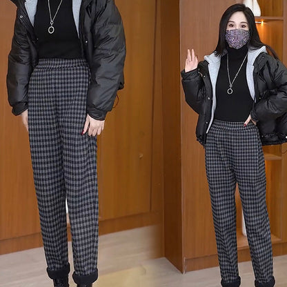 💯🥰Damskie spodnie z prostymi nogawkami w kratę