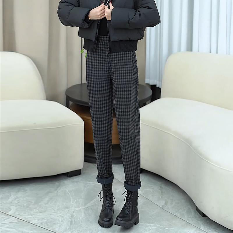 💯🥰Damskie spodnie z prostymi nogawkami w kratę