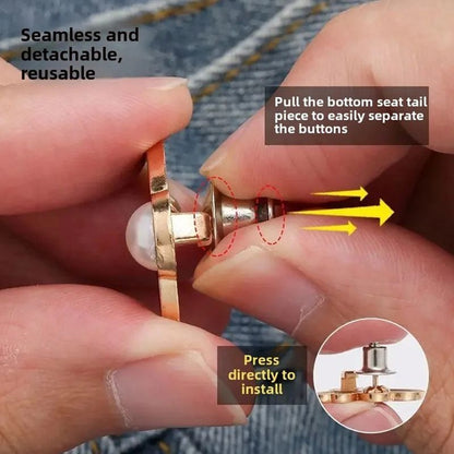 Butterfly Pearl Waist Button Jeans Pin