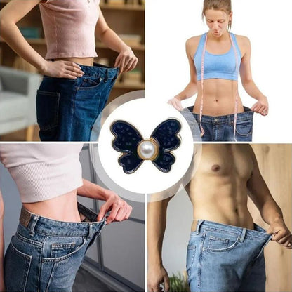 Butterfly Pearl Waist Button Jeans Pin