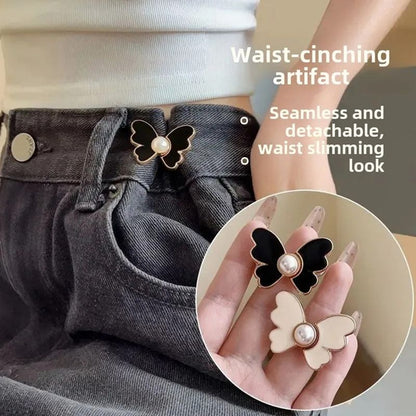 Butterfly Pearl Waist Button Jeans Pin