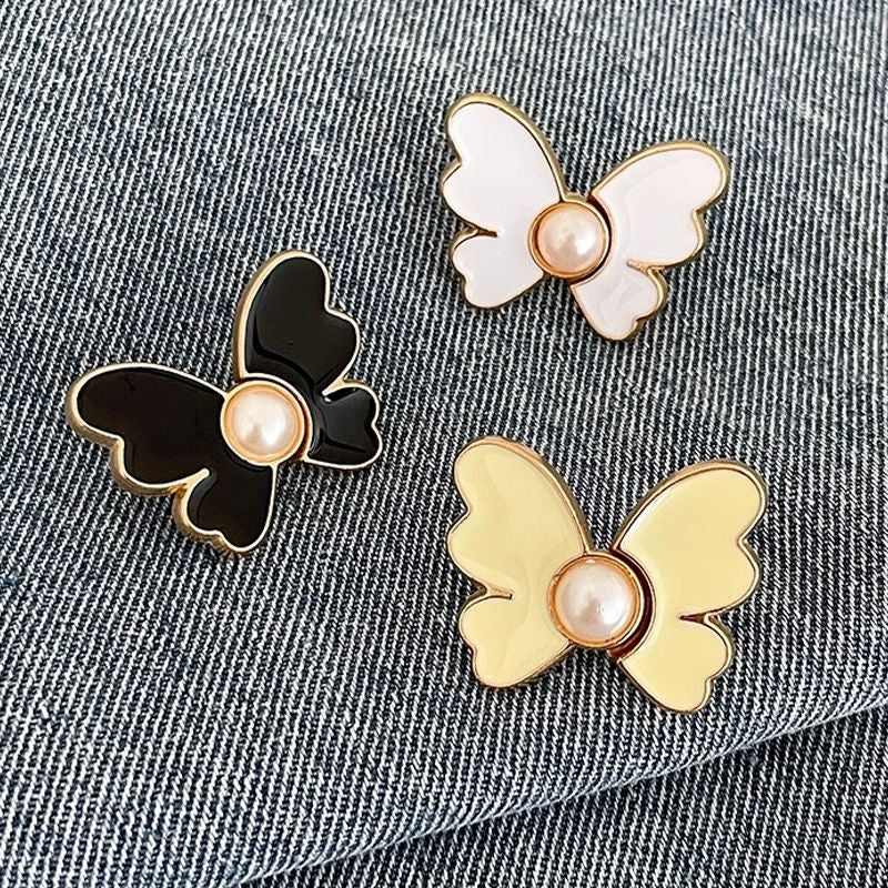 Butterfly Pearl Waist Button Jeans Pin