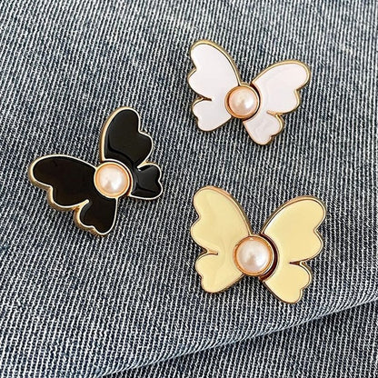Butterfly Pearl Waist Button Jeans Pin