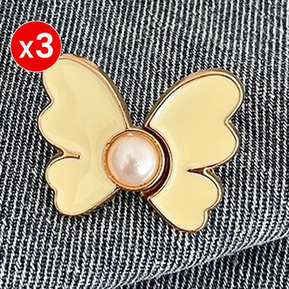 Butterfly Pearl Waist Button Jeans Pin