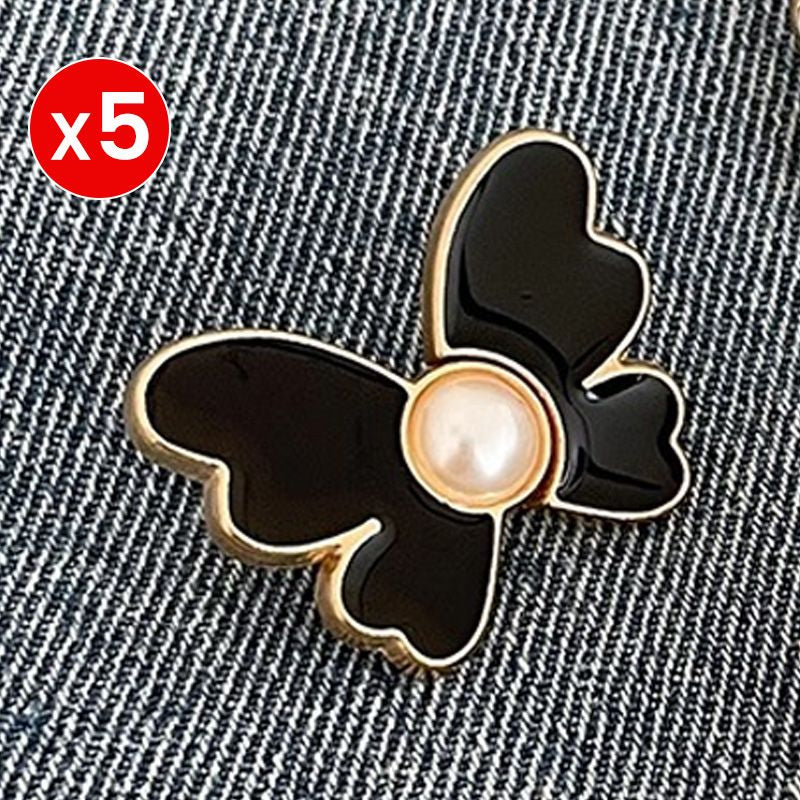 Butterfly Pearl Waist Button Jeans Pin