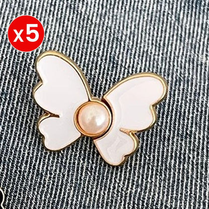Butterfly Pearl Waist Button Jeans Pin