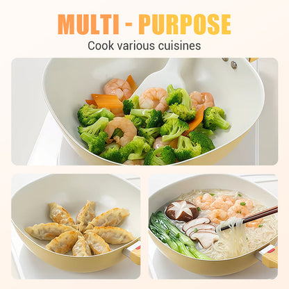 ✨ Pożegnaj się z problemami związanymi z gotowaniem — ceramiczne patelnie z nieprzywierającą powłoką i szczelnymi pokrywkami! ✨