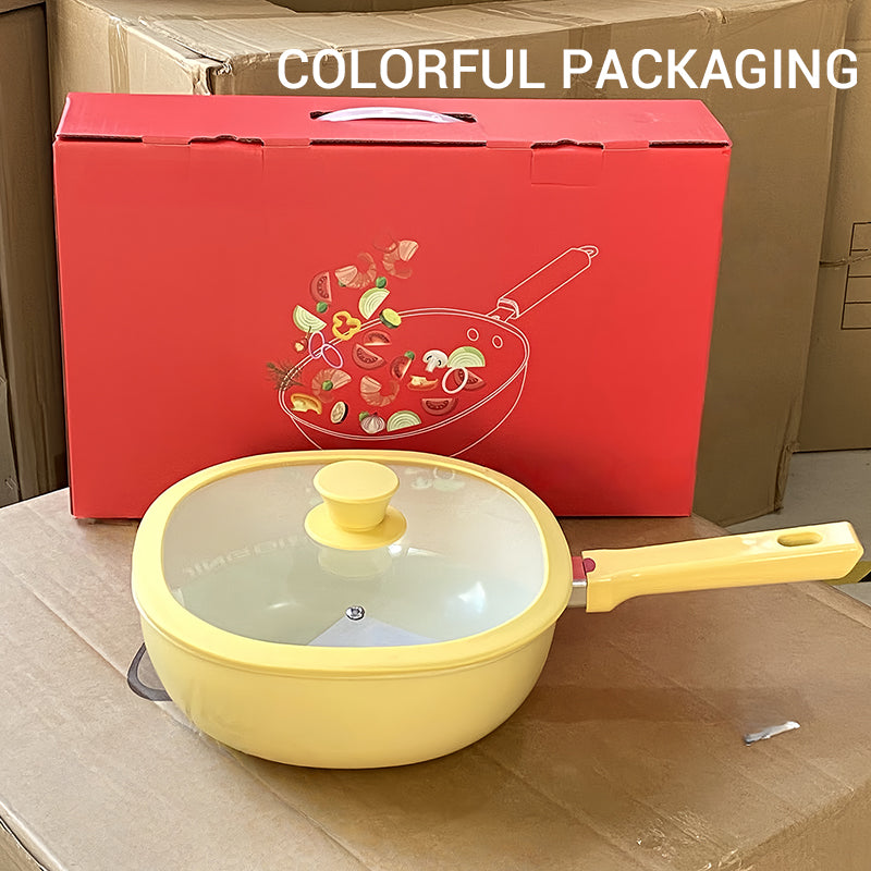 ✨ Pożegnaj się z problemami związanymi z gotowaniem — ceramiczne patelnie z nieprzywierającą powłoką i szczelnymi pokrywkami! ✨