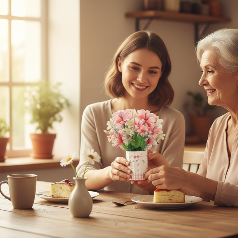 🌹Trójwymiarowa kartka okolicznościowa z bukietem kwiatów✨