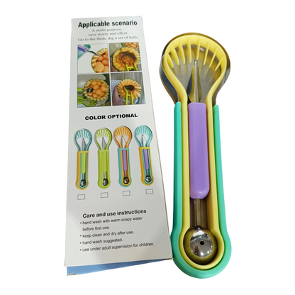 🍉 Zestaw do owoców 3 w 1 — kulka, nóż do rzeźbienia i krajalnica w jednym! ✨