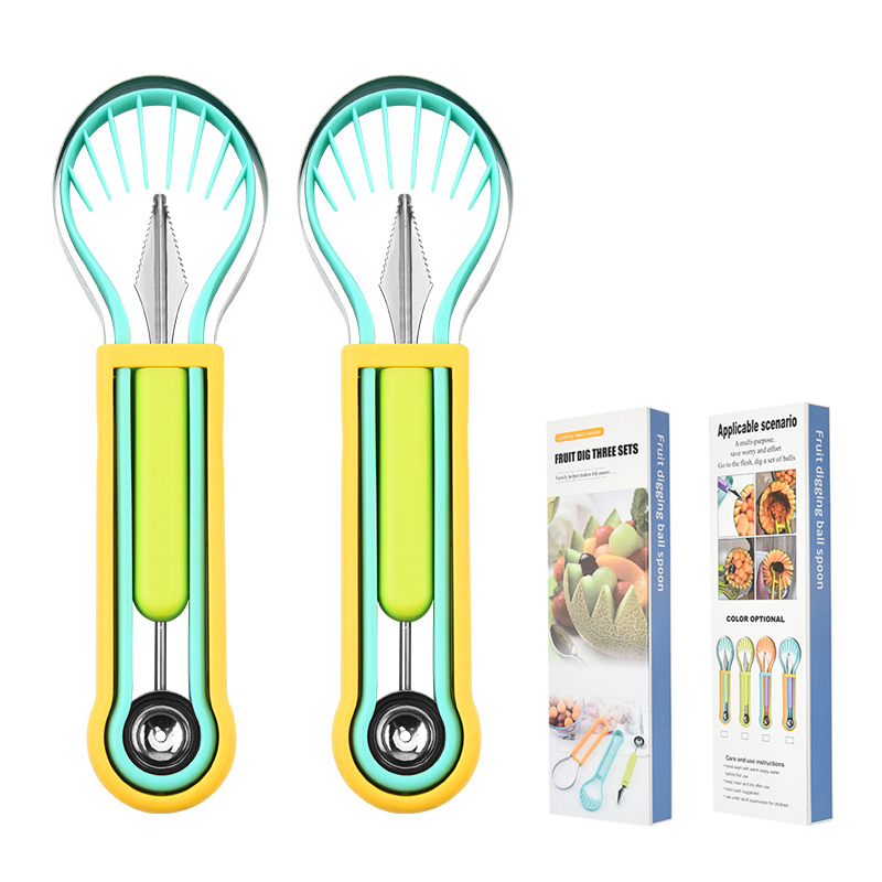 🍉 Zestaw do owoców 3 w 1 — kulka, nóż do rzeźbienia i krajalnica w jednym! ✨