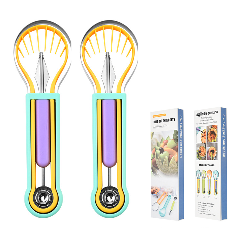 🍉 Zestaw do owoców 3 w 1 — kulka, nóż do rzeźbienia i krajalnica w jednym! ✨