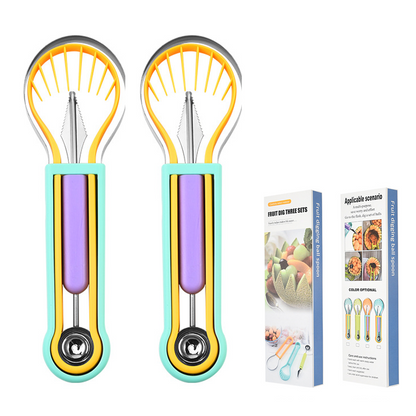 🍉 Zestaw do owoców 3 w 1 — kulka, nóż do rzeźbienia i krajalnica w jednym! ✨