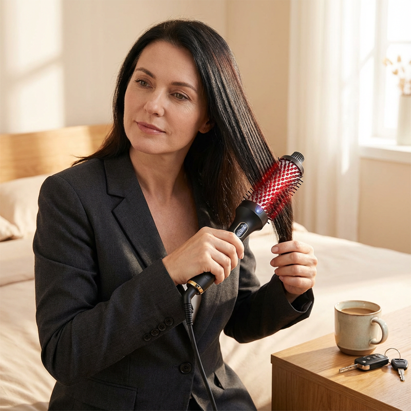 ✨ 2w1 Grzebień Grzewczy – Prostuj i Kręć Włosy Jednym Narzędziem! ✨