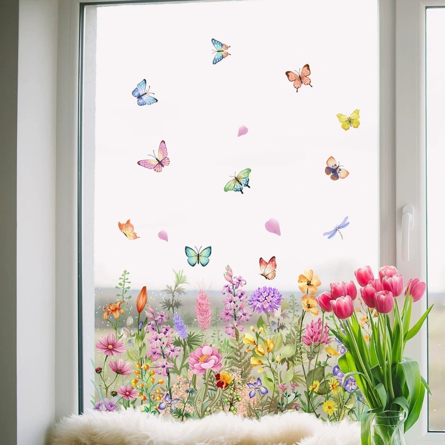 🌸 Naklejki na okna z kwiatowym bukietem – Przekształć swoje okna!