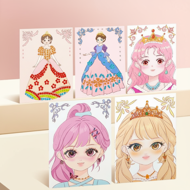 👑 Teraz 50% taniej! 🎨 Zestaw kreatywny: makijaż księżniczki i wyklejanie diamentami – zabawa bez bałaganu i realistyczna frajda dla dziewczynek ✨