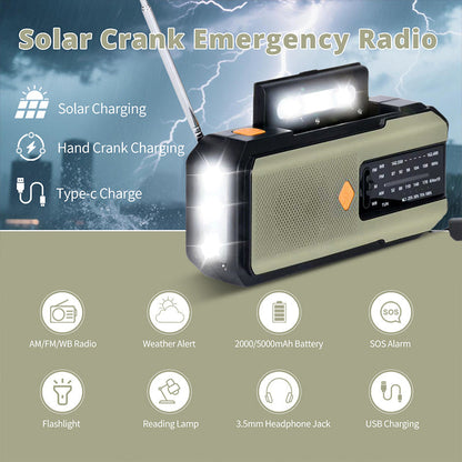 📻 Teraz 50% taniej! Awaryjne radio pogodowe zasilane energią słoneczną i korbką – odbiornik FM/AM/NOAA z latarką LED i funkcją ładowania telefonu; przenośne radio awaryjne idealne na kemping, na wypadek burzy oraz do aktywności na świeżym powietrzu.